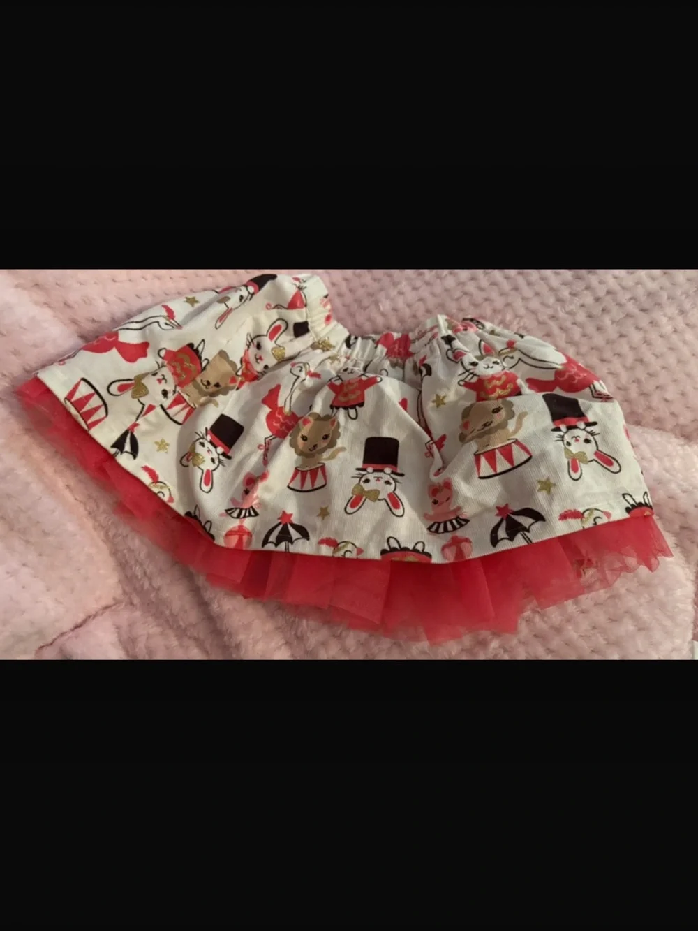 Gymboree Cream Skirt with Red Tulle Bunny Print